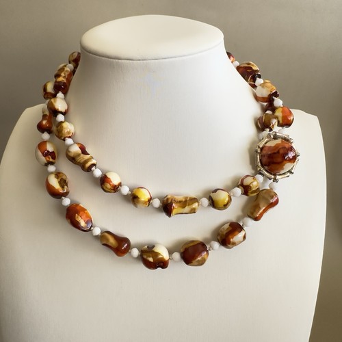 Vtg multi strand faux amber - faux,